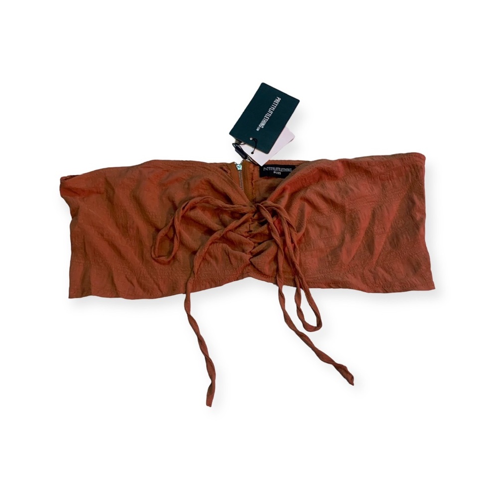 NWT Plus Chocolate Shirred Textured Ruched Front Bralet